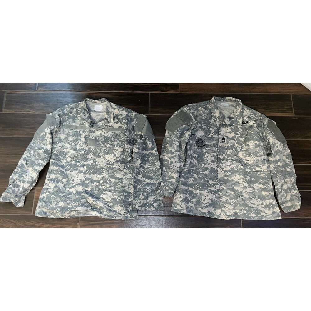 Lot of 2 Universal Camo Pattern UCP Uniform Tops, MedReg & Small Long